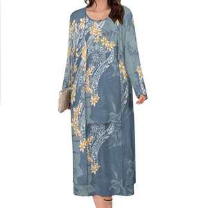 Offre Spéciale polynésienne femmes 2 pièces ensemble vêtements grande taille robes jupes <span class=keywords><strong>Kimono</strong></span> Cardigan ensembles dernière Hawaii Puletasi robe tribale - Product Image 2