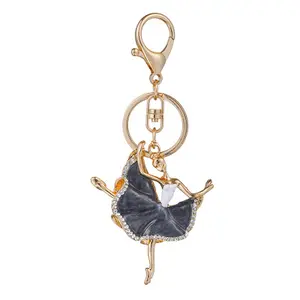 LLavero de metal con diamantes de imitación para mujer, accesorio para llavero de bailarinas y ballet