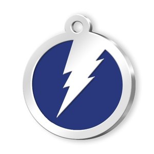 Placa de identificación para mascotas con diseño de rayo azul redondo para perros y gatos - Product Image 1
