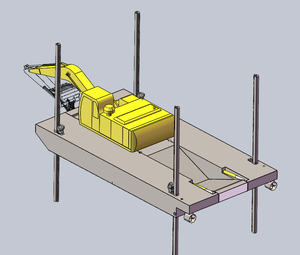 Een platbodembootgraafmachine werkt op de boei. - Product Image 4
