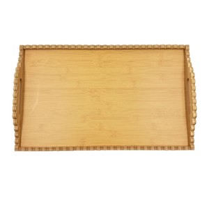 Bamboo Framed <b>Tray</b> Rectangle Foldable <b>Storage</b> <b>Tray</b> For Tea Fruit Snacks Household Use - Product Image 1