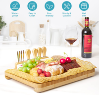 Ensemble de planches à fromage en bambou et bois, planche à découper en bambou de style occidental avec couteau et fourchette en ardoise, plateau à fromage en bambou