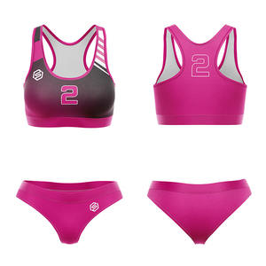 ชุดวอลเลย์บอลชายหาดแบบกำหนดเองสำหรับเด็กผู้หญิง ชุดเสื้อชั้นในวอลเลย์บอลผู้หญิงแบบพิมพ์ลายโลโก้เต็มตัว ชุดเสื้อวอลเลย์บอลแขนกุด - Product Image 5