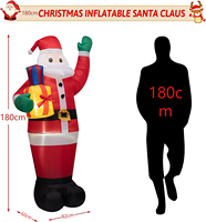 Décorations de Noël gonflables géantes de 180 cm avec lumières LED, Père Noël et sac cadeau, pour extérieur, jardin, pelouse, fête, vacances