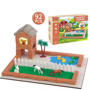 92 pièces bricolage maçons construire des maisons faites à la main briques de ciment Construction heureux ferme modèle <span class=keywords><strong>Puzzle</strong></span> pour enfants cadeau jouets - Product Image 1