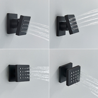 Robinet de douche thermostatique noir mat avec lumière LED Mélangeur de douche encastré pour salle de bain Rotation du jet de massage Tête à changement de couleur