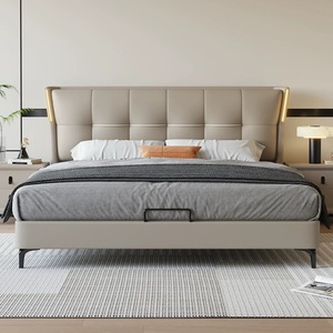 Phòng ngủ giường đôi hiện đại và đơn giản với bề mặt có thể giặt được, đệm mềm và khung gỗ chắc chắn là lý tưởng - Product Image 4