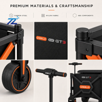 Chariot de camping électrique pliable à quatre roues, capacité de charge de 150 kg, pliable pour les voyages et la plage