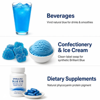 Poudre de spiruline bleue en vrac de l'usine LCHBIO - e6/E18/E25/E40 - 100% soluble dans l'eau - Qualité alimentaire supérieure - ISO 22000 - Pigment bleu naturel