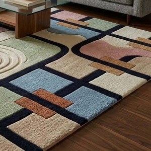 Alfombra Moderna a Cuadros y Rayas, Tejida a Mano, Colorida, Geométrica, de Lana, para Sala de Estar, Alfombra Suave y Afelpada, Decorativa, para el Hogar - Product Image 2