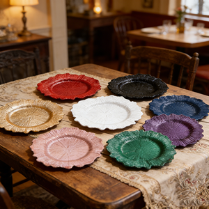 Offre Spéciale – Assiettes de Présentation en Plastique PP Rose Doré Effet Récif, Réutilisables, 13 Pouces, pour Mariages, Événements et Fêtes – Idéales pour Apéritifs et Déjeuners - Product Image 1