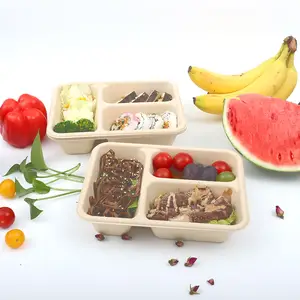 Restaurant To Go Supplies Disposable Lunch Take Away Box Compartment Takeaway Box Fast Food Tray 3 4 5 Free Rectangle OEM ODM