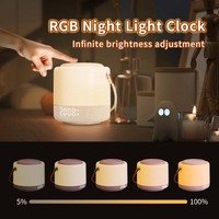 Lampe à lumière naturelle, lampe de chevet à intensité variable, réveil, veilleuse RGB avec affichage numérique pour chambre à coucher, salon et utilisation en extérieur
