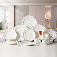 JC 20 pièces Ensembles de vaisselle en céramique et porcelaine, service de table de luxe en porcelaine fine gaufrée, vente en gros