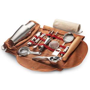 <span class=keywords><strong>Kit</strong></span> de Barman de Viaje MOQ50, Juego Profesional de 17 Piezas de Acero Inoxidable con Elegante Bolsa de Bar Portátil - Product Image 1