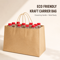 Sacs en papier kraft personnalisés avec poignées à cordon pour les promotions de vente au détail de marques et les commandes d'emballage en gros