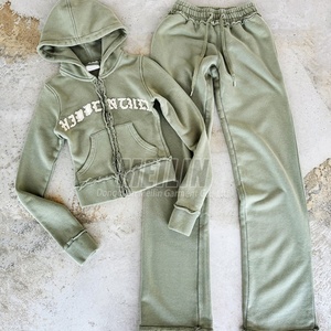 Custom Clothing Manufacturers Women Distressed Patch Tracksuit Two Piece Hoodie Set and Sweatpants Sweat Suits Set Women - Product Image 5