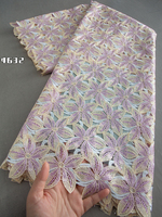 4632 5 Yards Tissu en dentelle africaine, dentelle guipure nigériane couleur lait avec motifs floraux complexes, tissu traditionnel africain