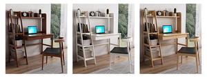 Juego de silla de escritorio de estudio de Color nogal de fábrica con combinación de estantería Escritorio de ordenador de madera maciza de lujo para oficina en casa - Product Image 4