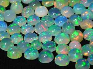 5 Pieces 5mm Round Natural Ethiopian Opal Cabochon Gemstone Set Loose <b>Fire</b> Opal Jewelry Making Supply Craft Material - Product Image 2