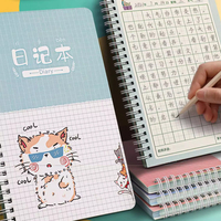 Cuaderno Espiral Creativo ZX con Diseño de Dibujos Animados, Papel A5, Cuaderno para Estudiantes de Primaria, Diario con Cuadrícula Tian Zi, Escritura en Chino