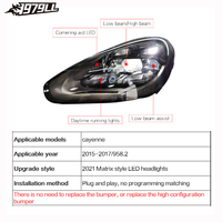 Feux avant LED de style PDLS pour Porsche Cayenne 958.2 2015-2017, design matriciel amélioré 2023, système d'éclairage avant de voiture
