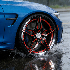 Velg Mobil Monoblock Forged Viaol Custom 18 19 20 21 22 Inch, Finishing Dalam Hitam Gloss dan Merah, Cocok untuk SUV - Product Image 3