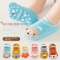 Chaussettes pour enfants de style nouveau, avec bordures élastiques, chaussettes de marche pour tout-petits, chaussettes antidérapantes pour bébés, imprimées de dessins animés, 100% coton jacquard