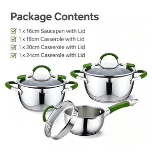 Lot de 8 ustensiles de cuisine écologiques en acier inoxydable : Casseroles, faitouts, passoires, couvercles, poignées anti-chaleur, deux becs verseurs - Product Image 6