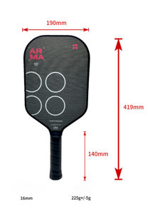 Nueva Paleta de Pickleball Personalizada de Fábrica <span class=keywords><strong>Arma</strong></span> Edgeless de 14 mm, Fibra de Carbono, Superficie Aprobada por la USAPA, Núcleo de Polipropileno Espumado, Titanio - Product Image 6