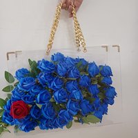 Acryl cadeaudoos transparant met parel/ketting handvat voor rozen bloemstuk bruiloft Valentijnsdag cadeau
