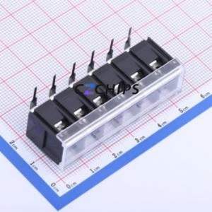 KF38R-8.25-6P Barrier Terminal Block Bent Lead Through Hole,P=8.25mm Connector With Cover Plate 8.25mm 1x6P Right Angle Pin - Product Image 1
