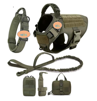 Ensemble harnais et laisse pour chien robuste avec boucle métallique réglable pour l'entraînement en extérieur, le travail, le service, le harnais tactique pour chien en nylon