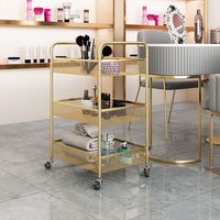 Plateau de meubles de luxe en or blanc, Machine de coiffure, beauté des ongles, Spa, Salon, chariot avec serrure