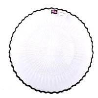 Assiette de service en verre transparent avec bord argenté, assiette décorative en verre pour événements, centre de table, assiette à fruits en verre, vente en gros