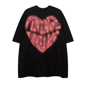 T-shirt unisexe en coton tricoté 100% respirant et doux, col rond, avec logo personnalisé, motif lettres streetwear, haute qualité, très vendu, écologique - Product Image 2