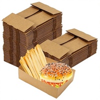 Contenants alimentaires rectangulaires en papier kraft jetables, recyclables et écologiques avec pelliculage mat pour les restaurants rapide et les stades