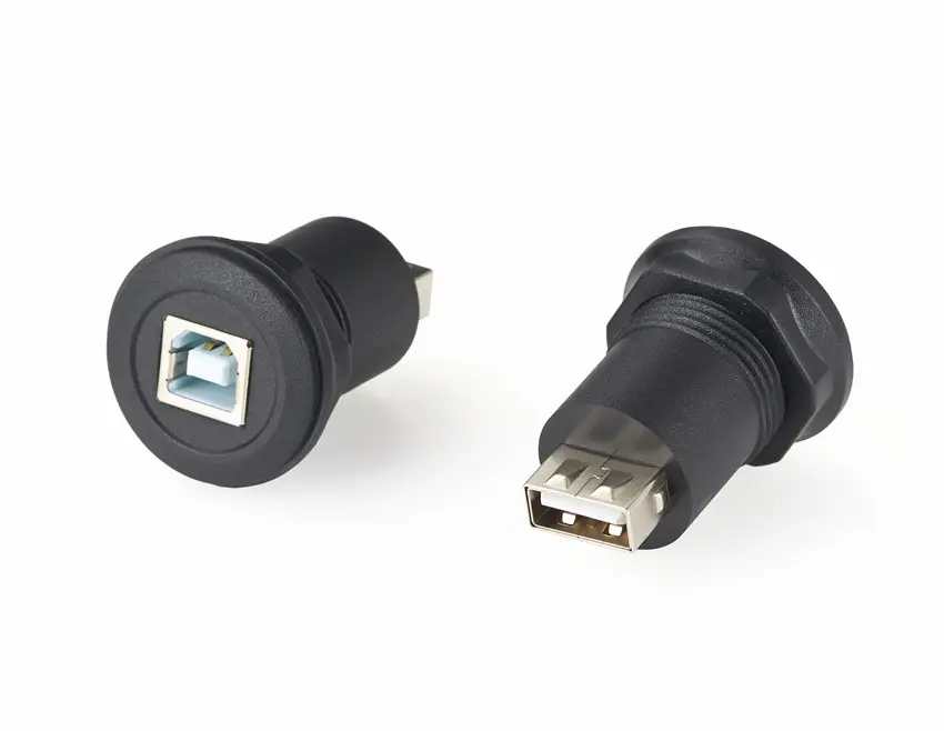 USB B Round Panel Mount Cable Adapter