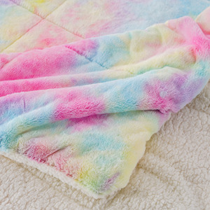 Mềm Mại Mờ Giường Đặt 3 Mảnh Tie Dye Lông Cừu Sherpa <span class=keywords><strong>Comforter</strong></span> Nữ Hoàng Kích Thước Sang Trọng Ấm Bộ Đồ Giường Đặt Chăn Cho Mùa Đông - Product Image 4