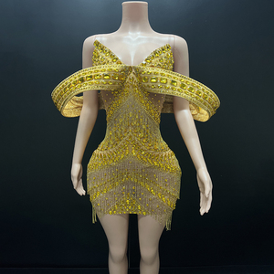 Robe de soirée Novance Y4532-D en gros pour anniversaire, robe de <span class=keywords><strong>cocktail</strong></span> avec pompons, vêtements de mode féminins, strass pour fête - Product Image 3
