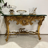 Meuble de salon de luxe doré de style palais royal, table de présentation d'art antique, table d'appoint en laiton pour hôtel