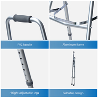 Déambulateur pliant en aluminium pour soins à domicile, réglable en hauteur, pour personnes âgées et handicapées, équipement de réadaptation, usine OEM ODM