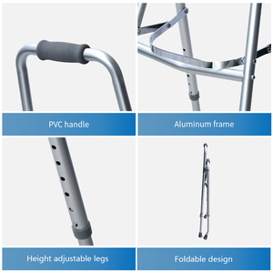 Déambulateur pliant en aluminium pour soins <span class=keywords><strong>à</strong></span> <span class=keywords><strong>domicile</strong></span>, réglable en hauteur, pour personnes âgées et handicapées, équipement de réadaptation, usine OEM ODM - Product Image 3