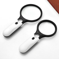 White Magnifying Glass Handheld Magnifier With 3 LED Light for Reading Magnifying Glass Jewelry Loupe