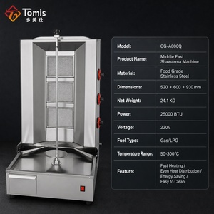 Máquina de Shawarma a Gas Comercial con Certificación CE, 3 Quemadores, Asador de Kebab de Acero Inoxidable <span class=keywords><strong>para</strong></span> Hoteles - Product Image 2