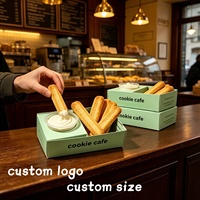 Boîte en papier personnalisée pour boulangerie à emporter, avec compartiments divisés, pour bâtonnets de biscuits, emballage pour coupes de sauce, boîte en papier pour café, vente au détail, collations