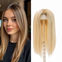 M06 Promotion : Topper capillaire en dentelle invisible premium anti-emmêlement, base en soie, avec ligne de cheveux invisible, en stock
