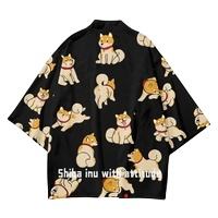 Yukata-Kimono tradicional de talla grande 6XL para hombre y mujer, cárdigan con estampado de perro Shiba Inu de dibujos animados, Tops japoneses Haori - Product Image 3