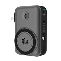 Batterie externe magnétique sans fil semi-solide 65W PD3.0 à charge rapide avec câble rétractable 10000mAh, affichage LED, Type-C, portable