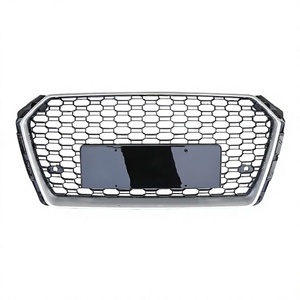 Nouvelle calandre avant en nid d'abeille ABS de haute qualité pour Audi A4 B9 RS/S4 2017-2019 |   Cadre argenté, filet noir |   Expédition rapide FedEx - Product Image 1
